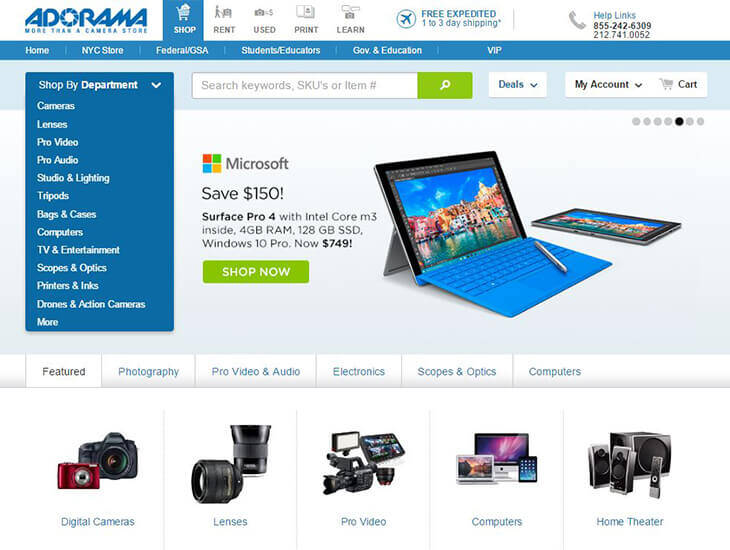 Доставка товара с магазина Adorama