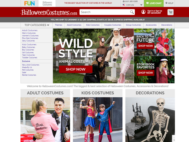 Доставка товара с магазина Halloween Costumes