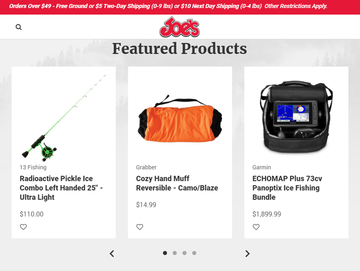 Доставка товара с магазина Joe`s Sporting Goods