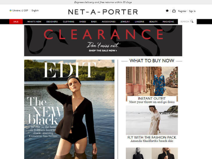 Доставка товара с магазина Net-a-porter