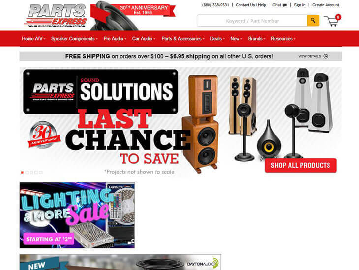 Доставка товара с магазина Parts Express