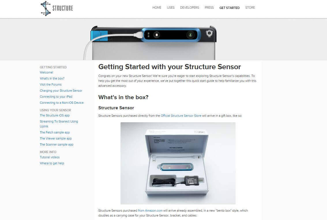 Доставка товара с магазина Structure Sensor