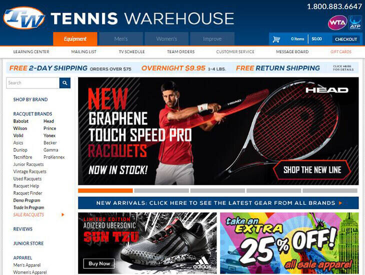 Доставка товара с магазина Tennis Warehouse