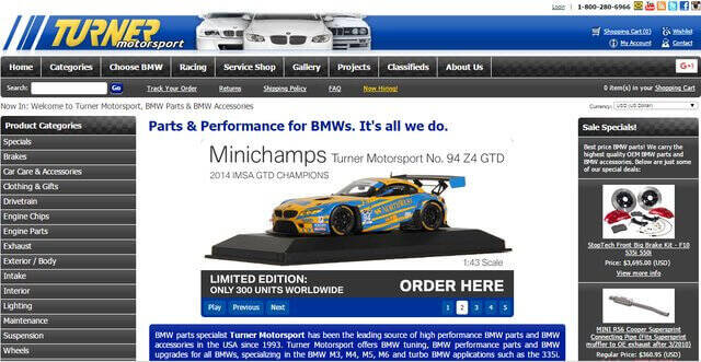 Доставка товара с магазина Turner Motorsport